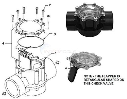 ATIE Pool 7056 Check Valve Cover with Flapper Assembly Compatible with Jandy Check Valve 7235, 7236, 7305, 7511, 7512 (Includes P/N: 7451 Flapper, 7302 Spring, 7304 Pin, 7236 Cover, and 1132 O-Ring)