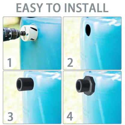 NPT 1 PVC Bulkhead Fitting, Heavy-Duty Female Plastic Water Tank Connector Adapter Fitting with Plugs for Rain Barrel,Spigot,Water Tank,Drain Bucket (Set of 2-Thickened Type)