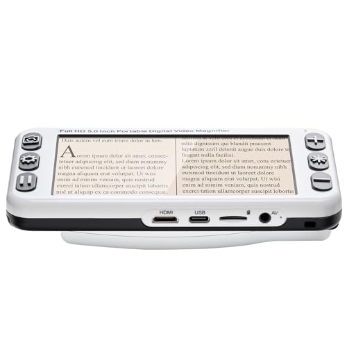 VEVOR Portable Digital Magnifier, 5-inch HD Electronic Video Magnifier for Low Version, 2X - 48X Electronic Reading Aid with 13MP Near & Far Dual Lens, 26 Color Mode, AV/HDMI Output & Foldable Handle