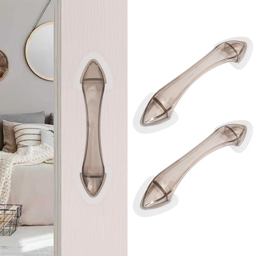 Acrylic Adhesive Handles Self Stick Pulls for Shower Door Cabinet Drawer Pull (2 Pack, Brown)