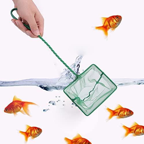 Fishing Landing Net, Portable Catch and Release Fish Net Fish Skimming Net Goldfish Net Floating Debris Clean Tools for Aquarium Fishbowl Fish (6 inch)