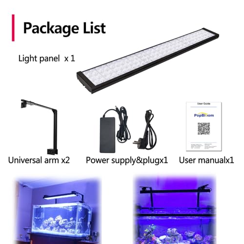 H75 Reef Aquarium Fish Light Full Spectrum Coral Light for 36inch 3ft 90CM Marine Fish Tank Lamp, Smart-APP Control