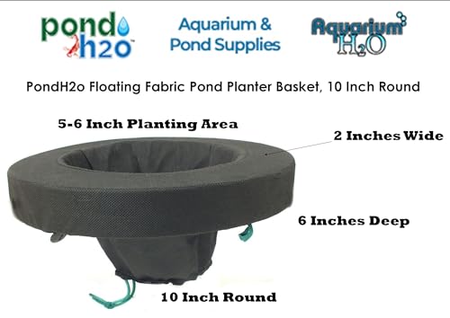 PondH2o 10" Round Floating Aquatic Water Garden Pond Planter Baskets, 2 Pack, Floatable Aquatic Water Garden Pond Plant Flower Islands for Ponds and Water Features | Value Multi-Pack