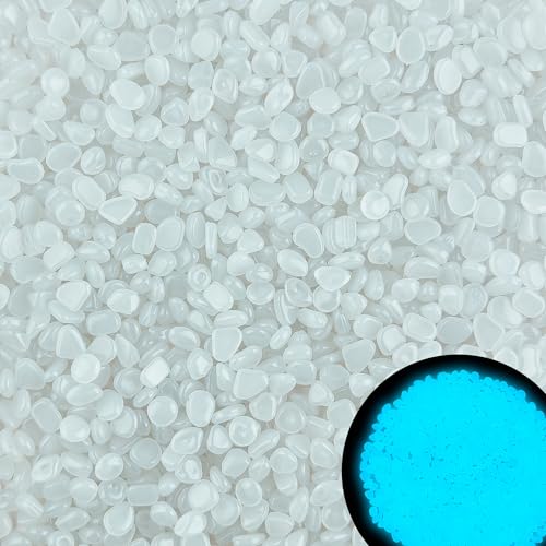 6000pcs 5-8mm White Luminous Stones Glow in The Dark Garden Pebbles Stones Glow in The Dark Rocks Outdoor Glow Pebbles Aquarium Rocks for Garden Path Walkway Yard Fish Tank Plant Pots - size: 6000, style: White