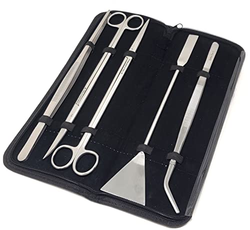 A2Z-Aquascaping Maintenance Tools Accessories,Anti-Rust Stainless Steel Tweezers Scissors Spatula for Aquarium Tank Clean, Fish Tank, Bonsai, Algae Scrapers (Set of 5 Pcs in A Case) - size: Set of 5 Pcs in A Case