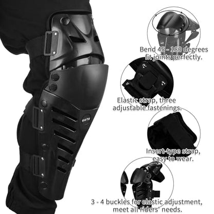 Gute Knee Pads, Adjustable Long Leg Sleeve Gear Crashproof Nonslip Protective Shin Guards for Motorcycle Mountain Biking-1 Pair