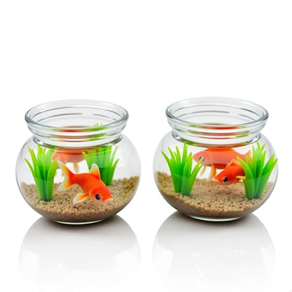 2Pcs Miniature Fish Tank Toy Mini Round Fish Bowls Resin Goldfish Grass for Dollhouse Desktop Craft Project Decor,Mini Fish Bowl,Dollhouse Accessories,Dollhouses Décor