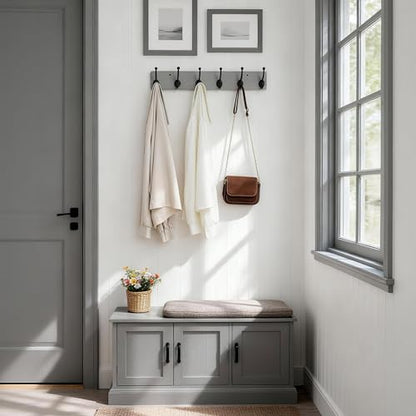 WEBI Rustic Coat Rack Wall Mount,24" Long 6 Cast Iron Coat Hooks Wall Mounted,Heavy Duty Wood Wall Coat Hanger Hooks for Hanging Coats,Jacket,Clothes,Backpack,Farmhouse,Gray,2 Packs - color: Gray, size: 24 Inch(2 Packs)
