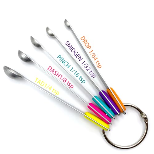 Measuring Spoons Set, Small Measuring Spoon 1/64, 1/32, 1/16, 1/8, 1/4 tsp, Mini Measuring Spoons, Stainless Steel Measuring Spoons, Set of 5