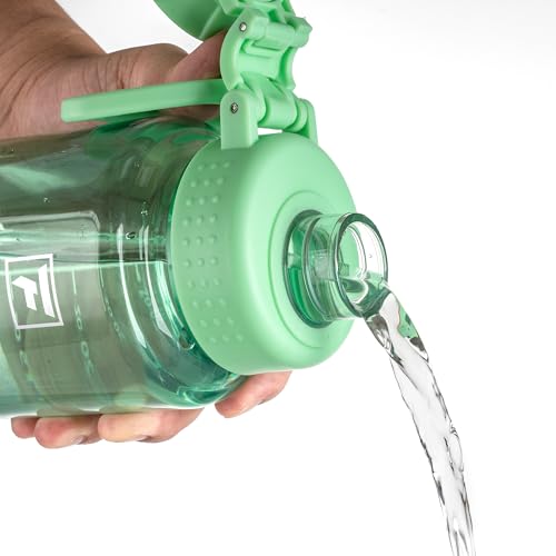 Fanhaw 32 oz Clear BPA-Free Tritan Water Bottle with Fast-Flow Spout Lid, BPA-Free & Leak-Proof Wide-Mouth Reusable Bottle for Gym, School & Office, Back to School Essentials (Glow Green) - color: Glow Green, style: 1 Pack