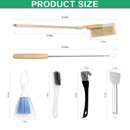 7-Piece Set Bird Cage Cleaner,Small Animal cage Cleaning Tool Wooden and Stainless Steel Cleaning Brush Long Handle Cleaning Brush Spatula Bird Cleaning Bird Drops Multipurpose Cleaning(B) - color: 7b
