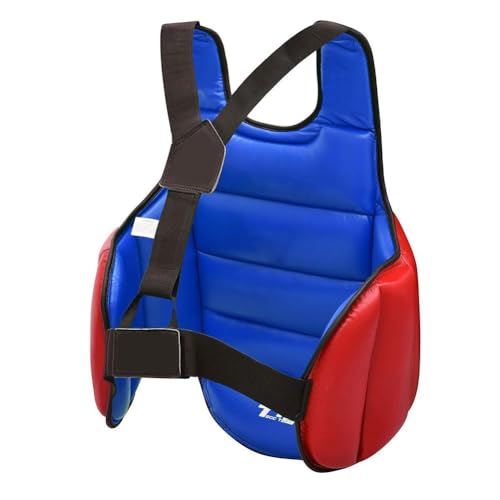 Boxing Chest Guard Kickboxing MMA Muay Thai Body Protector Adjustable Strike Shield Martial Arts Upper Belly Ribs Protection Pad - color: Red