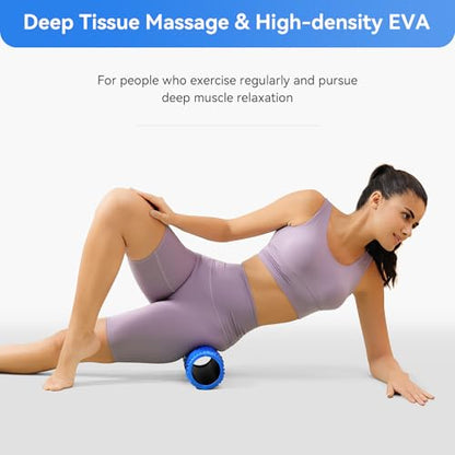 SUBCULTUREPICK Medium Density Foam Roller for Deep Tissue Muscle Massage | 15" Wave Textured Muscle Back Roller for Back and Leg Muscles - Self Myofascial Release of Painful, Fitness for Pilates, Yoga - color: Blue