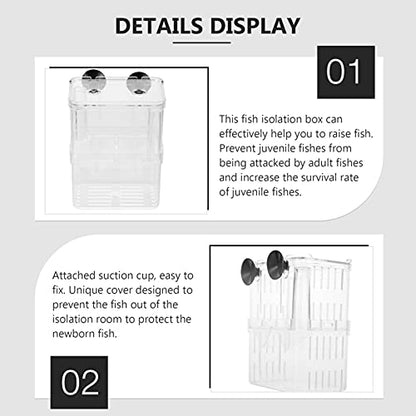 POPETPOP Fish Breeding Box - 2Pcs Plastic Aquarium Hatchery Incubator Box with Suction Cups for Fish & Shrimp