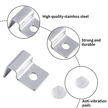Suxgumoe Aquarium Cover Clips, 4 Pcs 6mm / 8mm / 10mm / 12mm Stainless Steel Fish Tank Glass Cover Clip Support Holder Universal Lid Clips for Rimless Aquariums (10mm) - size: 10mm