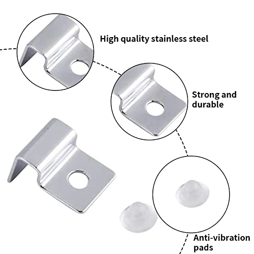 Suxgumoe Aquarium Cover Clips, 4 Pcs 6mm / 8mm / 10mm / 12mm Stainless Steel Fish Tank Glass Cover Clip Support Holder Universal Lid Clips for Rimless Aquariums (12mm)