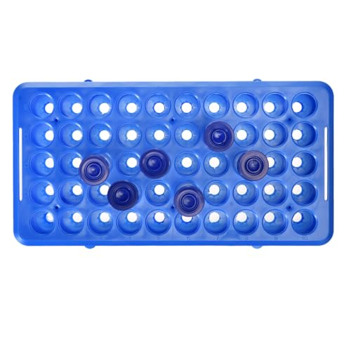 BIGLEE Plastic Test Tube Holder Rack with Silicone Pad for 5ml/10ml/15ml Centrifuge Tubes, Detachable,Holes 50 (1, Dark Blue, 9.6X4.9IN)