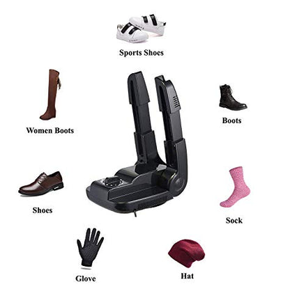 Portable Electric Shoe Glove Boot Dryer Warmer with Folding and Drying Rack - color: 110v-Black, size: M