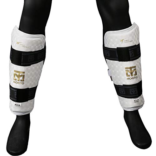 Mooto Korea Taekwondo Extera S2 Shin Protector Guard WT Logo MMA Martial Arts Kickboxing Karate Training Match Gym School Academy (Large(Length 26cm or 0.85 ft))