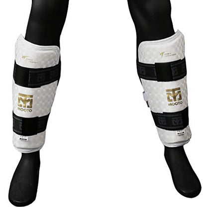 Mooto Korea Taekwondo Extera S2 Shin Protector Guard WT Logo MMA Martial Arts Kickboxing Karate Training Match Gym School Academy (Large(Length 26cm or 0.85 ft))