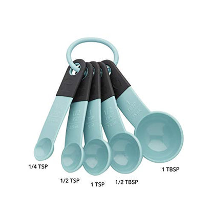 Kitchen Aid Classic Measuring Spoons, 5 Count (Pack 1), Aqua - color: Aqua Sky/Black Set of 2