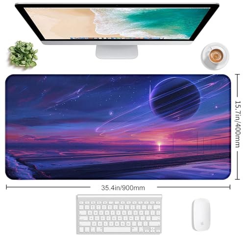 Space Landscape Computer Mouse Pad, XXL Laptop Gaming Mouse Keyboard Pad | The Surface Of The Mouse Pad Is Designed With Fiber Woven Material, And The Base Is Made Of Natural Anti Slip Rubber. - color: Anime Landscape