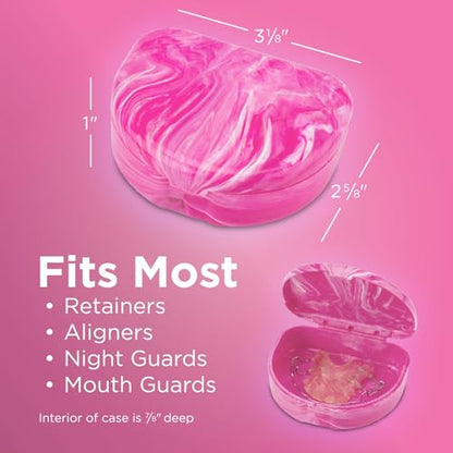 Practicon Marble Retainer Cases, Orthodontic Aligner Case, Mouth Guard Holder (3 Pack) (Pink Paradise) - color: Pink Paradise
