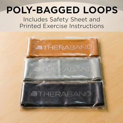 THERABAND Resistance Band Loop Set of 3, Exercise, 12", Black/Silver/Gold - color: Black/Silver/Gold, size: 12 inch