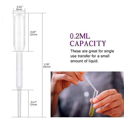 0.2ml Plastic Mini Transfer Pipettes for Liquid Mixture, 350PCS Disposable Dropper - size: 0.2 ml