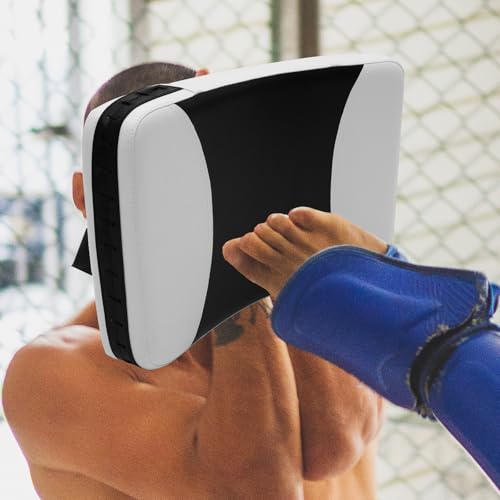 Kisangel Taekwondo Kicking Pad Black White Large Curved Handheld Sparring Target Board for Karate Martial Arts Training