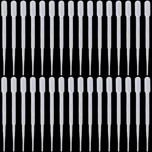 50Pcs 2ML Plastic Dropper Small Dropper Tool White Refillable Clear Essential Oil Laboratory Liquid Calibrated Eye Pipettes for Essential Oils Liquids Resin Activities Crafts Accessories - size: 5.91x0.47 inch(15x1.2cm)