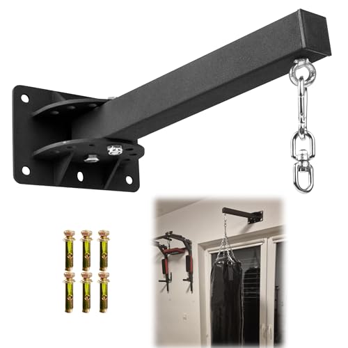 Wall Mount Heavy Bag Hanger Bracket, Adjustable Punching Boxing Bag Hanger, 7 Adjustable Positions Boxing Bag Wall Bracket for Boxing, Muay Thai and MMA Training Home Gym
