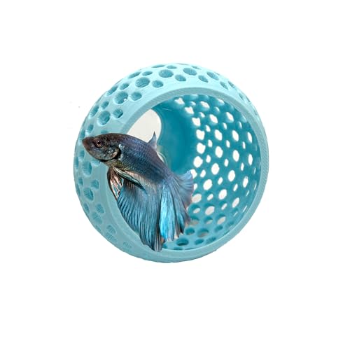 Betta Bulb Hide 2.0 | Large Aquarium Cave with Suction Cup for Small Fish Tank, Shrimp Hideout, Aquatic Decor (Cotton Candy Blue)