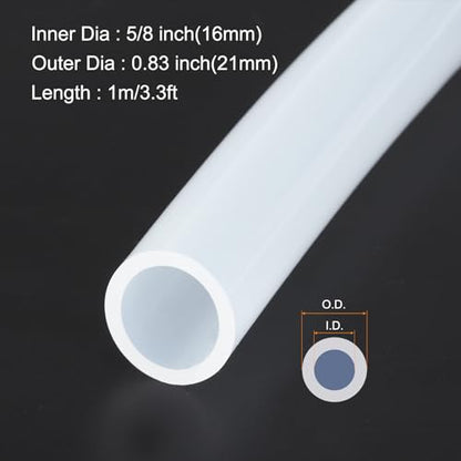 1m(3.3ft) 16mm(5/8") ID x 21mm(0.83") OD Silicone Tubing Clear Industrial Plastic Tubing Pure Silicone Hoses for Pump Siphoning Draining Irrigation Brewing - color: Clear, size: 5/8" x 0.83"