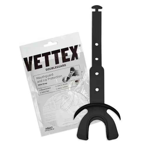 Vettex DoubleGuard Mouth Guard with Lip Protection, Black - color: Black