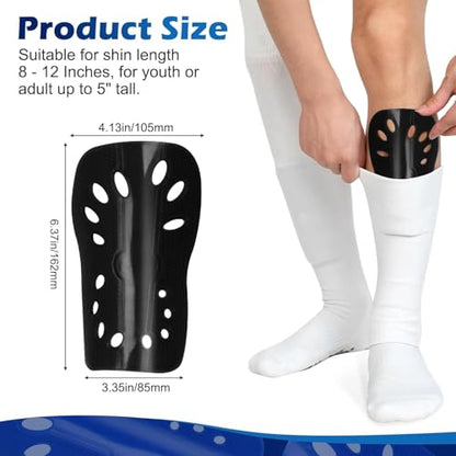 Soccer Shin Guards, 2 Pair Lightweight and Breathable Shin Guard Sleeves for Adults Football Player, Calf Protective Gear Shin Guards for Men Women (Bigger Shin Guards) - color: black and white