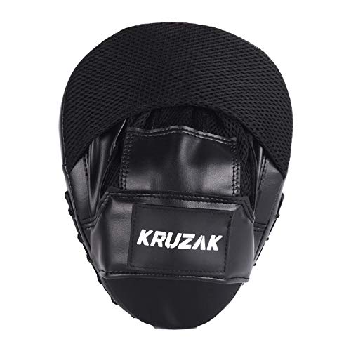Kruzak Plain Punching Focus Mitts, Curved Hook and Jab Mitts for Muay Thai, MMA Training, Focus Pads for Boxing, Martial Arts, and Punching Target - color: Black