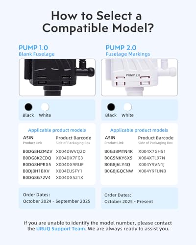 Fish Tank Pump Replacement: Aquarium Accessories Small Ultra Silent Water Pump, ONLY Compatible with 2-Gallon URUQ Beta Fish Aquariums White (ASIN: B0DG8HPRX5, B0DG8G72V4) - color: White
