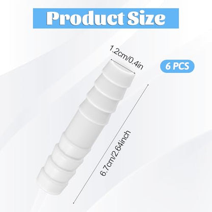6 Pcs Plastic Hose Barb Fitting, 1/2" x 1/2" Pipe Connectors White Plastic Barbed Splicer Adapter Union Fitting for Aquarium Household Adapters Fuel Gas Liquid Air