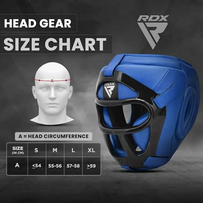 RDX Boxing Headgear MMA Muay Thai, Removable Face Grill, Head Gear for Sparring Grappling Martial Arts Kickboxing Taekwondo Karate BJJ Training - color: Blue, size: Small