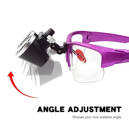 3.5x420MM Angle Adjustable Binocular Loupes Magnifier Glasses Loupes with Cloth Case (Purple) - color: Purple