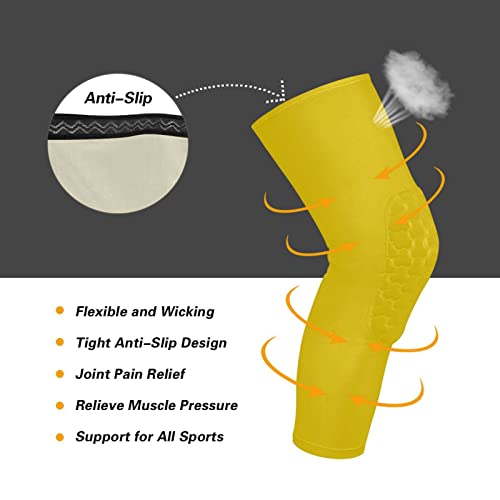 Gold Sports Knee Pads Youth Volleyball Basketball Knee Pads Long Leg Sleeves Braces Compression Wrestling Knee Pads for Boys Girls Football Dance Yoga - color: Gold