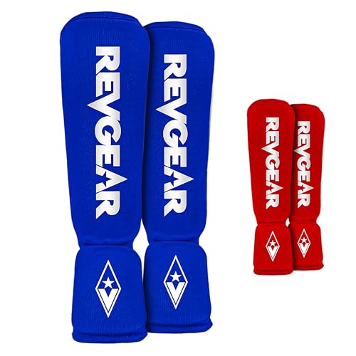 Revgear Dominator Muay Thai Shin Guard, MMA, Kickboxing. Cloth with Instep - color: Blue, size: Small