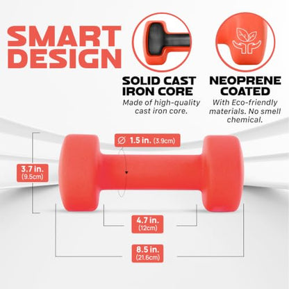 Yes4All Neoprene Dumbbells, Pairs and Sets with Rack for Home Workouts - color: H. Dark Red - 9lbs - Pair, style: Pair