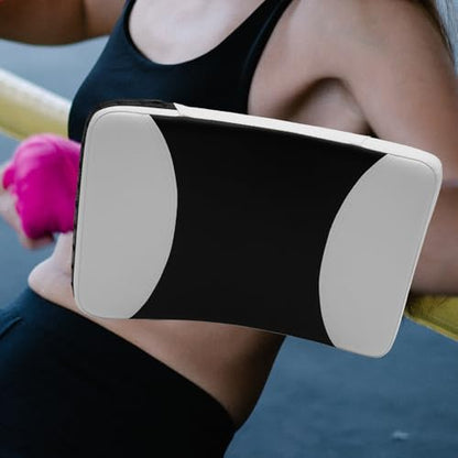 ORFOFE Taekwondo Kick Pad Kicking Target Large Curved Handheld Shield Black White for Martial Arts Training Side Kick Practice