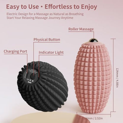 Vibrating Massage Ball for Full Body Relaxation, Silicone Trigger Point Massager Ball for Back, Leg, Foot, Muscle Recovery, Portable Rechargeable Massage Roller, 3 Vibration Speeds (Black) - color: Black