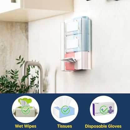 NiHome 3-Tier Clear Acrylic Glove & Tissue Box Holder Dispenser, Wall Mount - size: 3-tier