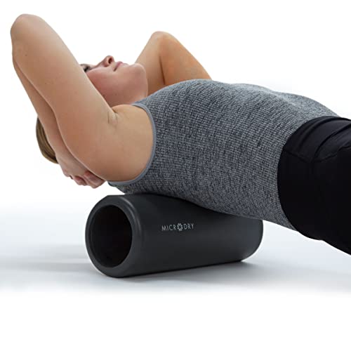 MICRODRY Deluxe Fitness Foam Back Roller for Muscle Relief, Roller for Yoga, Stretching, Deep Tissue Firm Massage & Trigger Point Release, Exercise Workout at Home or Gym, 13x5.3, Dark Grey - color: Dark Grey