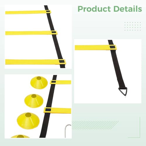 Agility Ladder Training Set, 12 Rung Speed Ladder 19.7 ft (6 Meters), with Soccer Cones 10 pcs & Carry Bag, Equipment for Soccer Training, Speed, Agility, Coordination Drills
