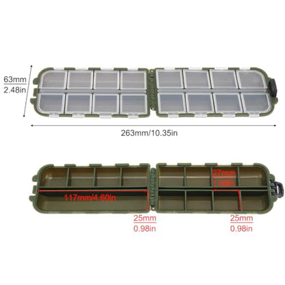 Small Fishing Box Portable Case, 16 Compartments Mini Storage Box Containers, Hooks Lure Baits Grid Box Fishing Box Fishing Accessories Box, Green